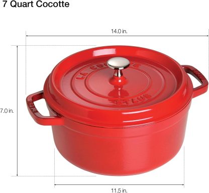 STAUB Cast Iron Dutch Oven Round Cocotte, Made in France