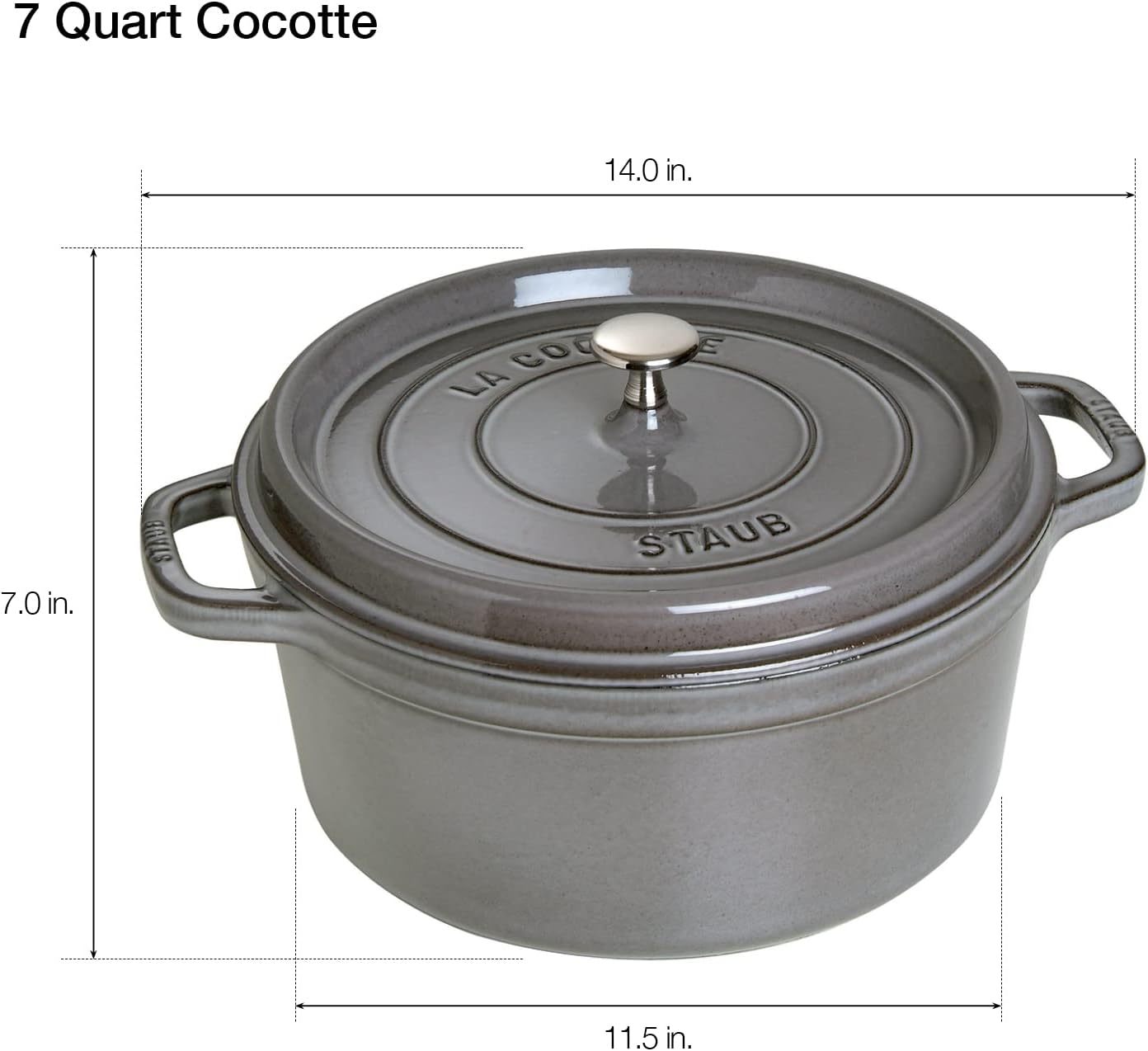 STAUB Cast Iron Dutch Oven Round Cocotte, Made in France