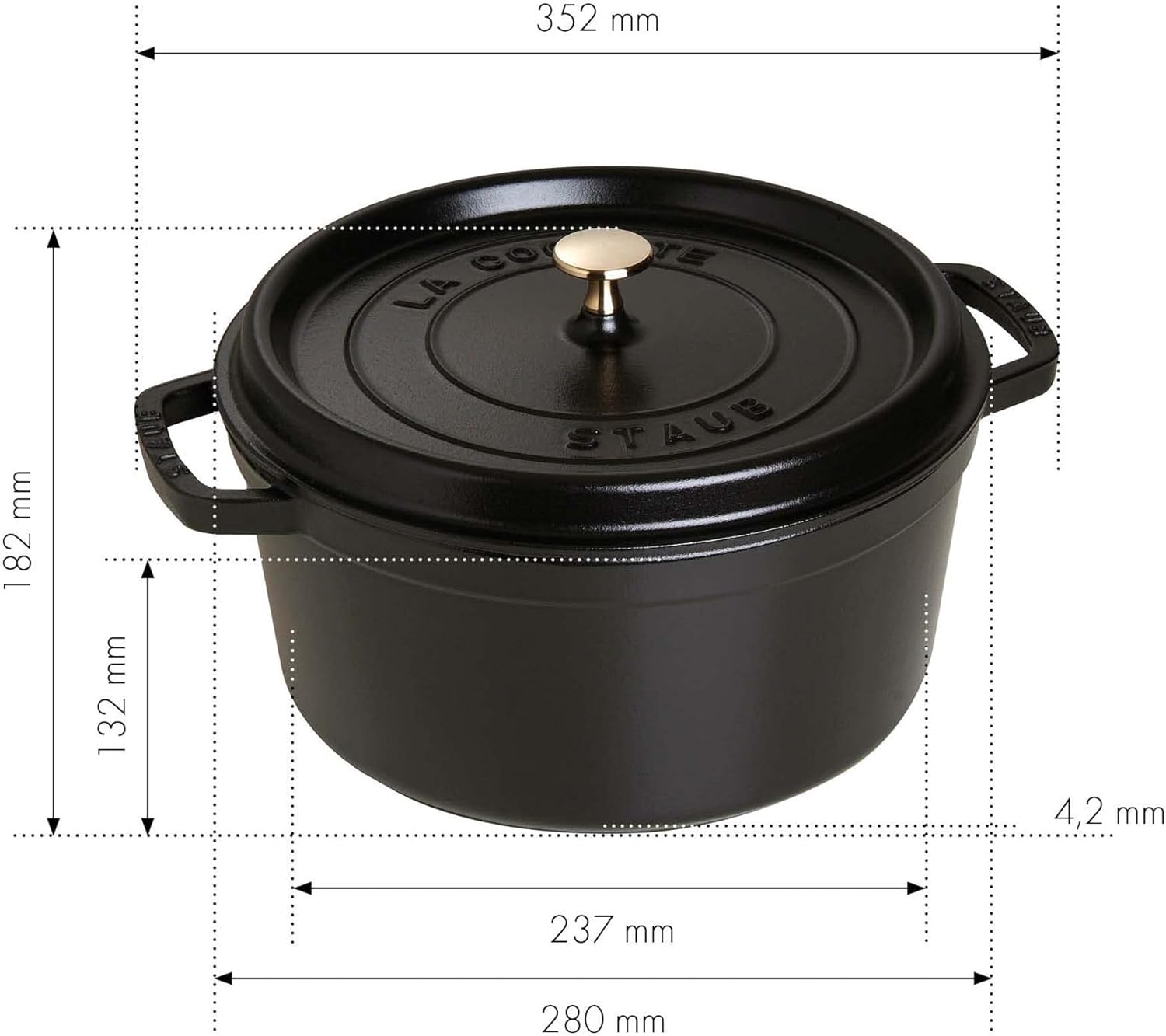 STAUB Cast Iron Dutch Oven Round Cocotte, Made in France