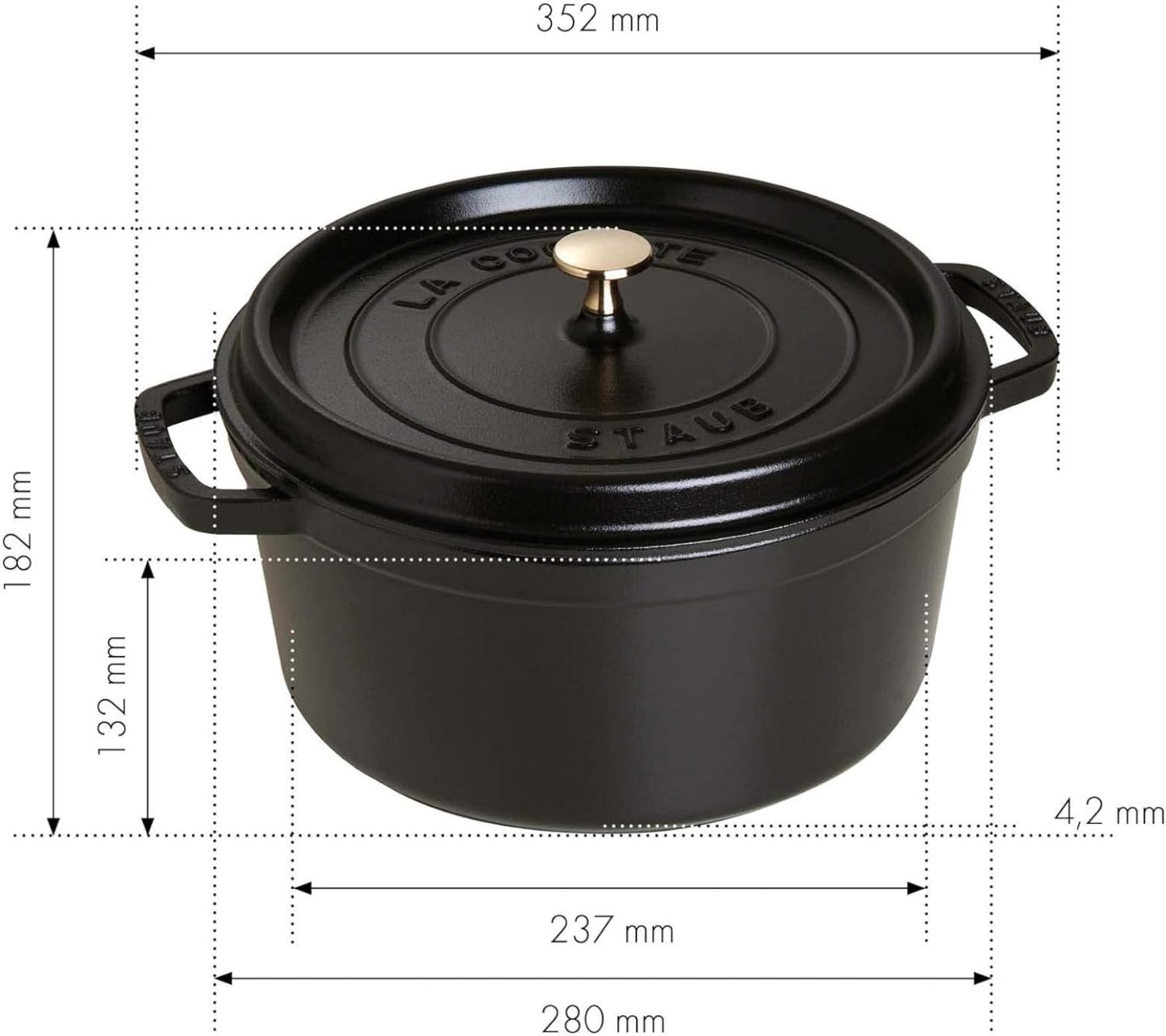 STAUB Cast Iron Dutch Oven Round Cocotte, Made in France