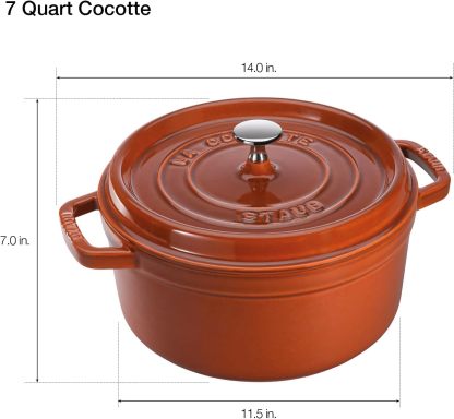 STAUB Cast Iron Dutch Oven Round Cocotte, Made in France