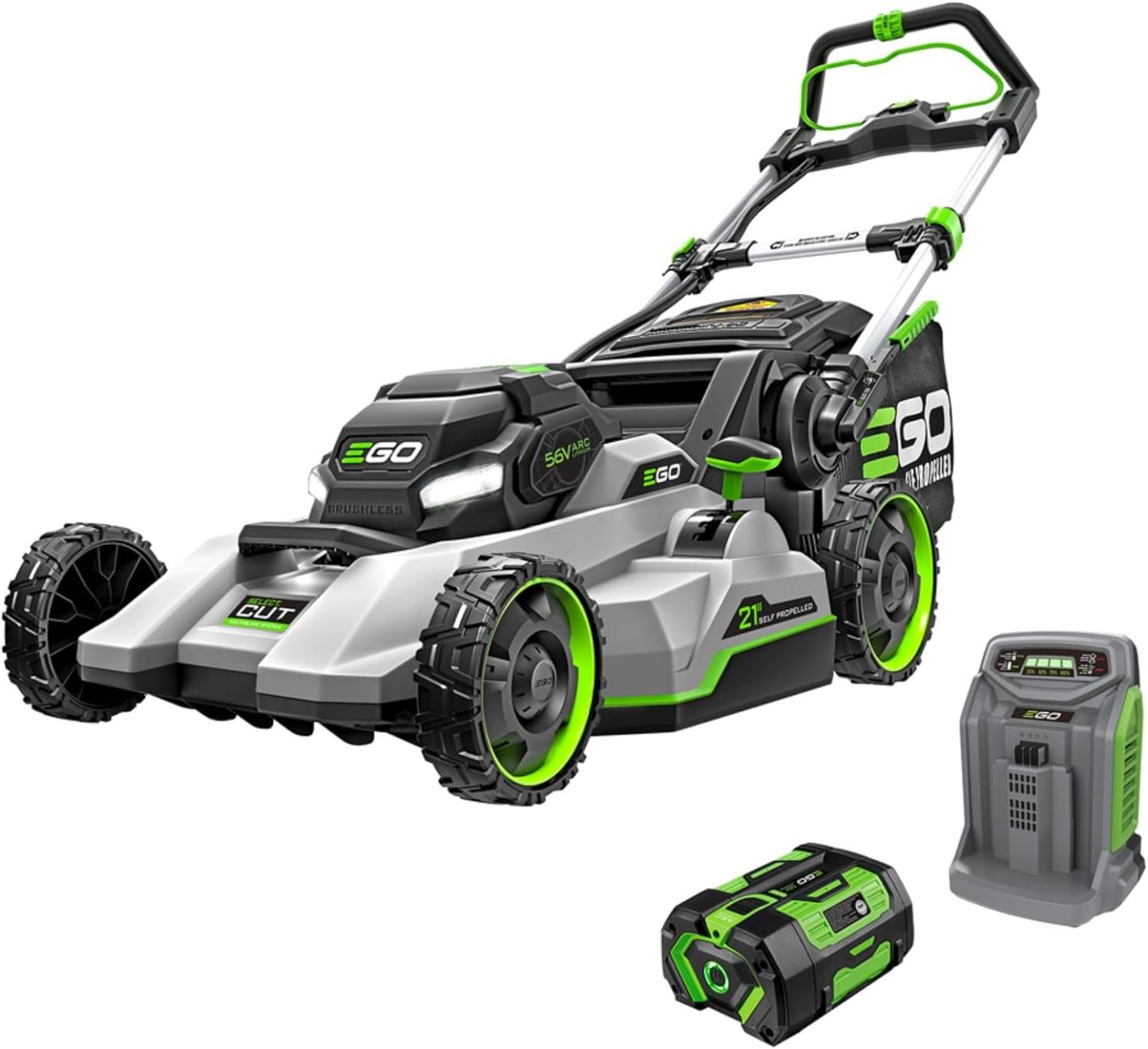 EGO Power+ Electric Lawn Mower, Self-Propelled Cordless with Touch Drive, Includes 56V 7.5Ah Battery and Rapid Charger – LM2125SP