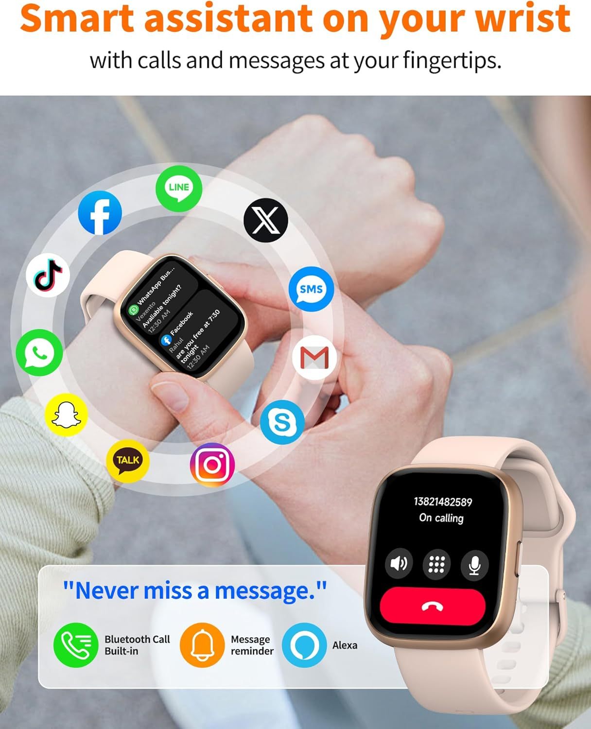 Smart Watch for Men Women, Bluetooth Calling,Compatible with Android & iOS