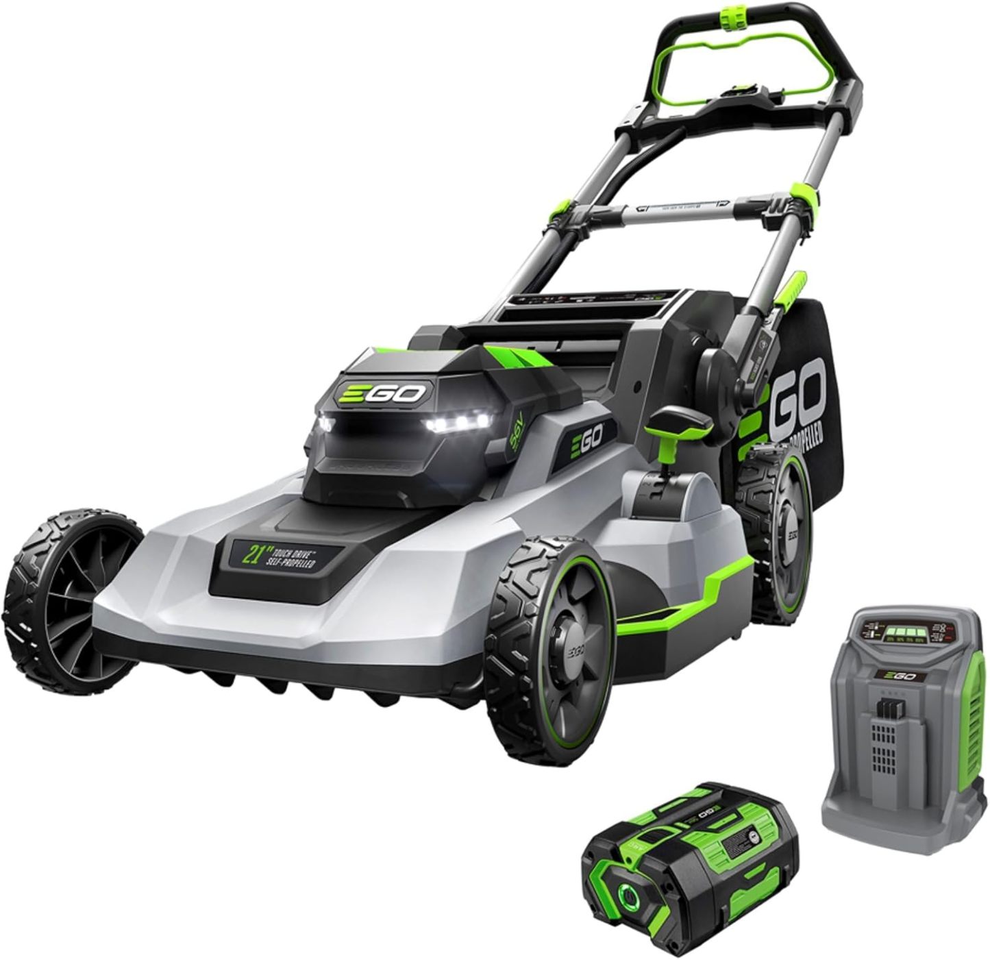 EGO Power+ Electric Lawn Mower, Self-Propelled Cordless with Touch Drive, Includes 56V 7.5Ah Battery and Rapid Charger – LM2125SP
