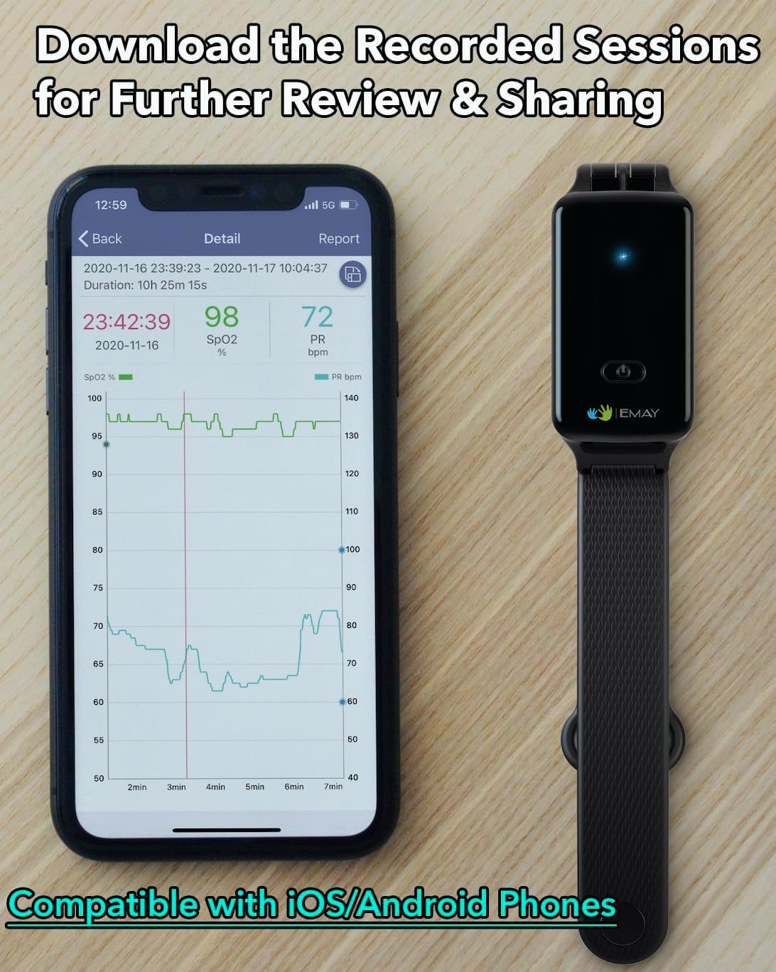 SleepO2 Wrist Recording Pulse Oximeter by EMAY