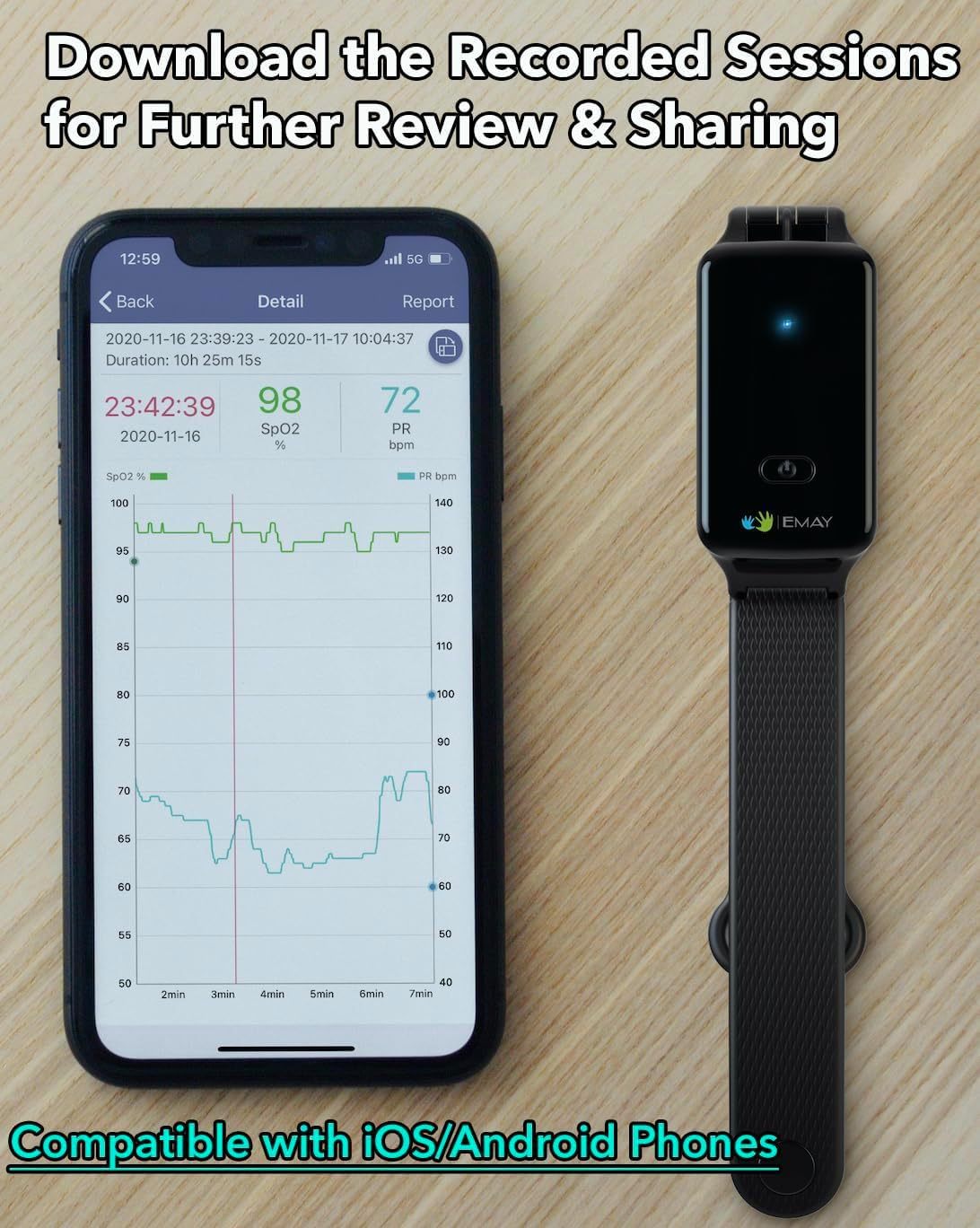 SleepO2 Wrist Recording Pulse Oximeter by EMAY