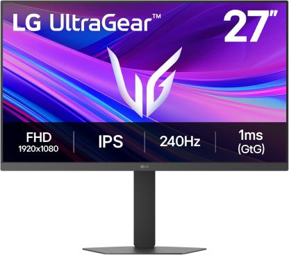 LG 27GP750-B 27” Ultragear FHD (1920 x 1080) IPS Gaming Monitor w/ 1ms Response Time & 240Hz Refresh Rate, NVIDIA G-SYNC Compatible with AMD FreeSync Premium, Thin Bezel, Tilt/Height/Pivot Adjustable