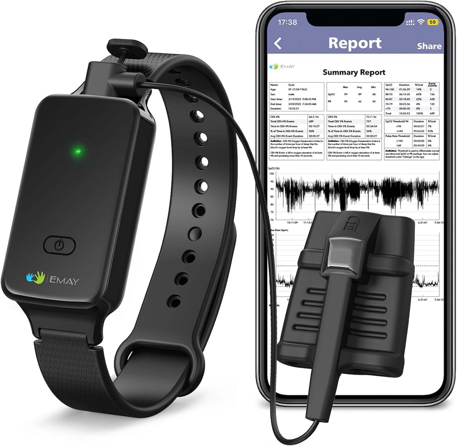 SleepO2 Wrist Recording Pulse Oximeter by EMAY