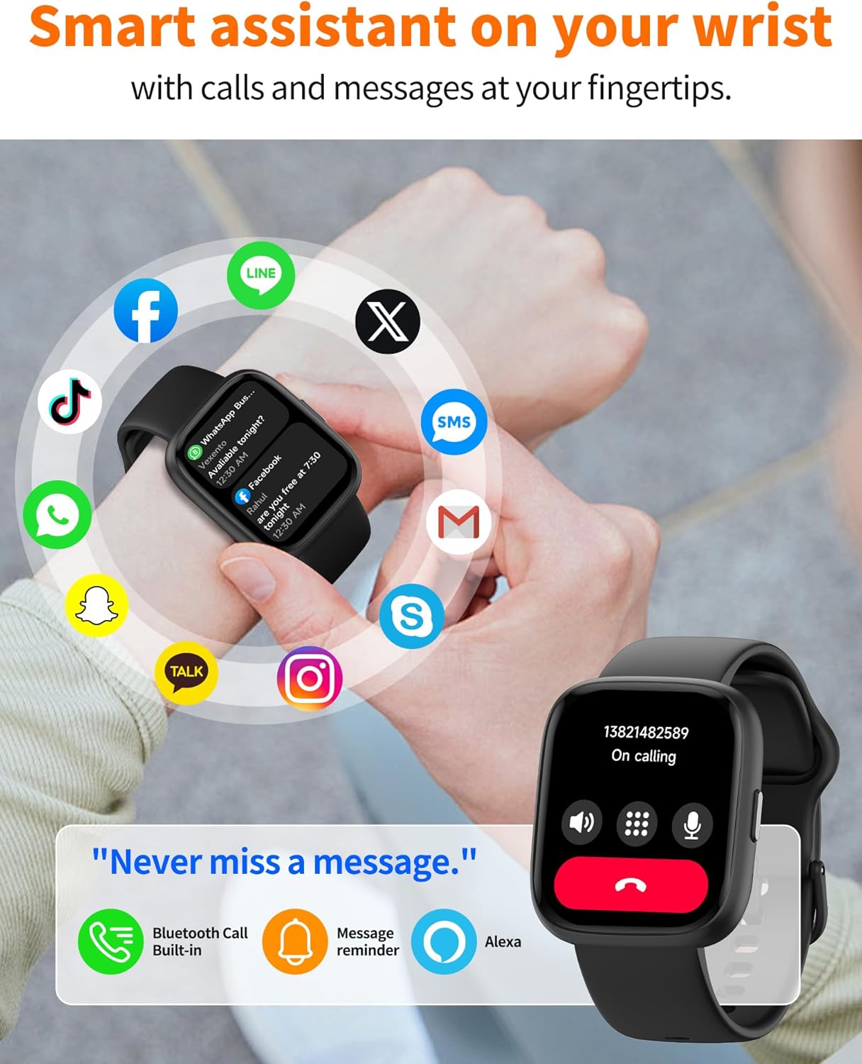 Smart Watch for Men Women, Bluetooth Calling,Compatible with Android & iOS