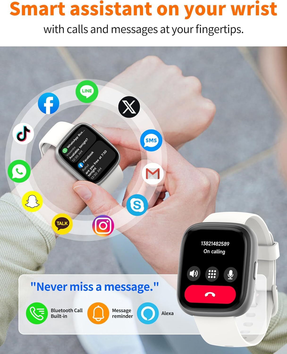 Smart Watch for Men Women, Bluetooth Calling,Compatible with Android & iOS