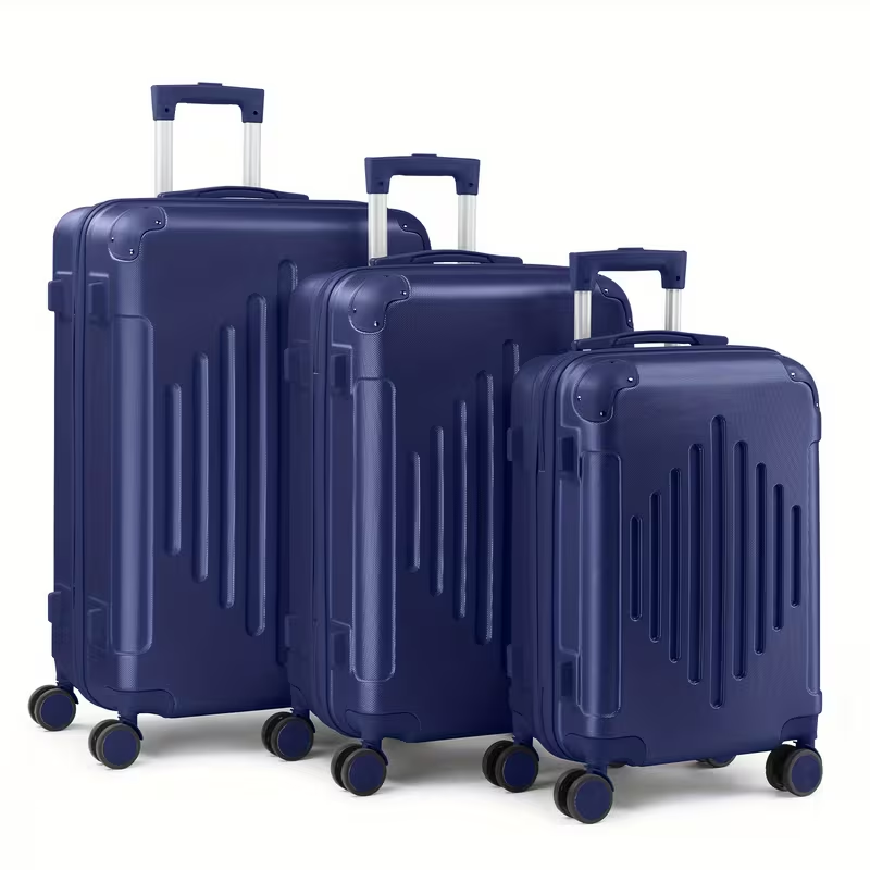 3pcs Luggage with Corner Protectors, 20/ 24/ 28-Inch, Durable Hard Shell, 360 Spinner Wheels, Multifunctional Large Capacity, Lightweight Travel Suitcase