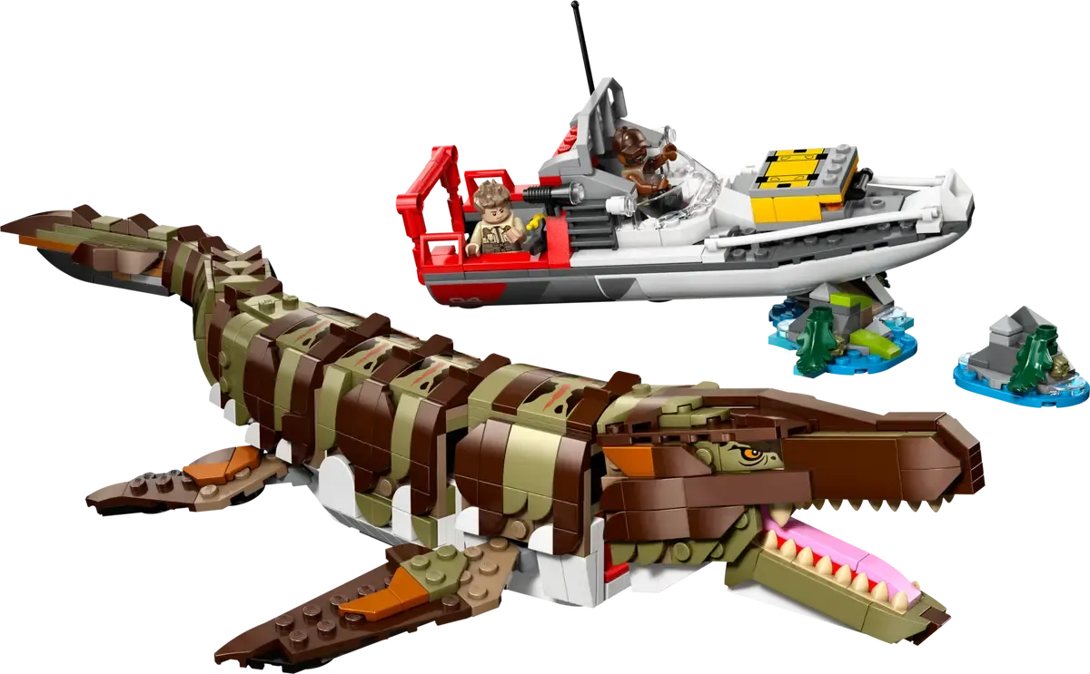 Brick-Built Mosasaurus Boat Mission