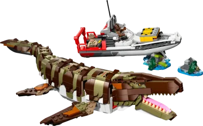 Brick-Built Mosasaurus Boat Mission