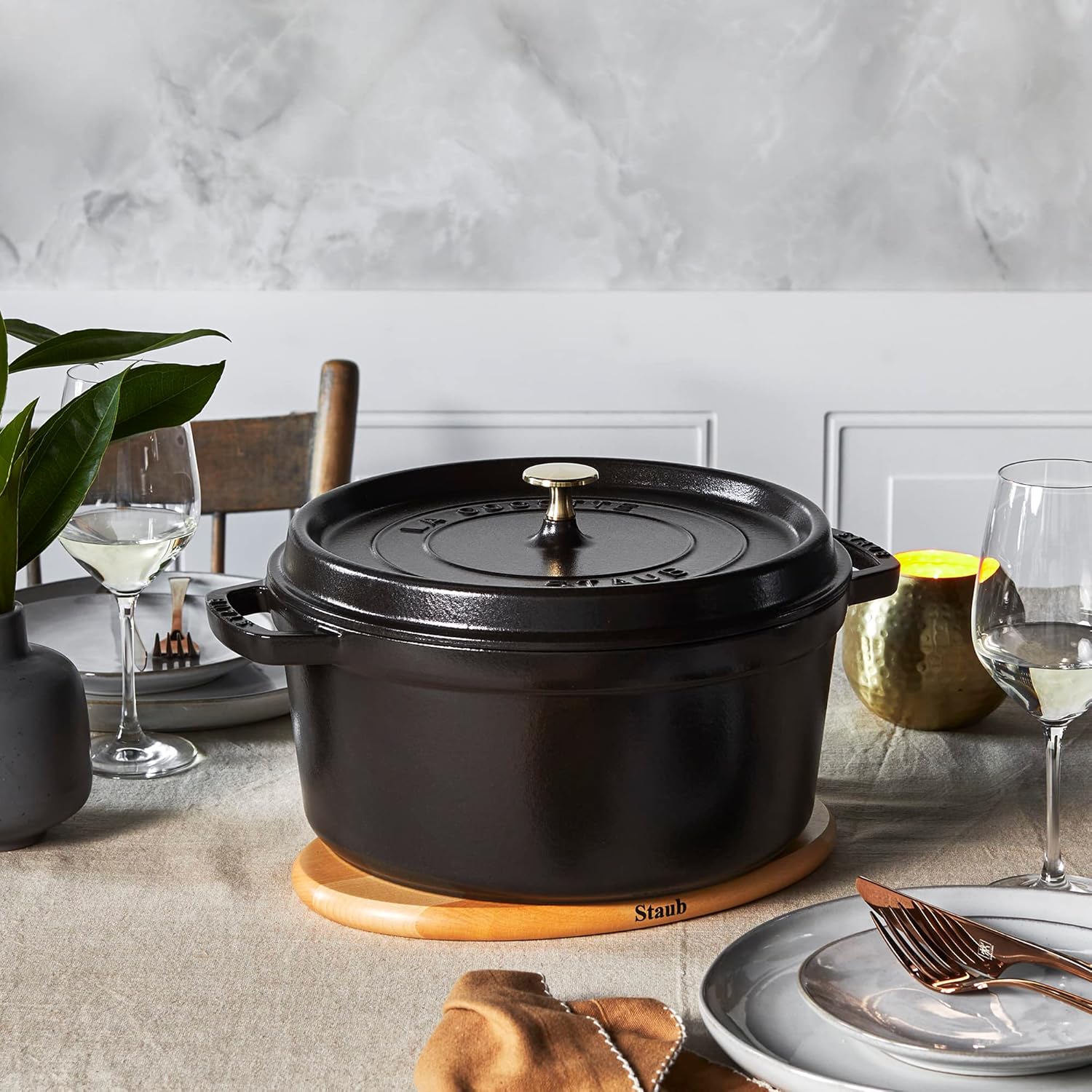 STAUB Cast Iron Dutch Oven Round Cocotte, Made in France