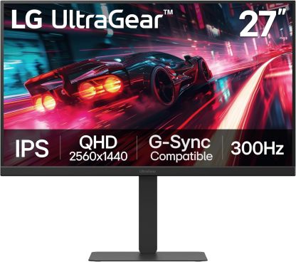 LG 27G640A-B 27-inch Ultragear QHD (2560 x 1440) IPS Gaming Monitor, 300Hz, 1ms, NVIDIA G-Sync, AMD FreeSync Premium, VESA DisplayHDR 400, HDMI 2.1, USB Type-C, Tilt/Height/Swivel/Pivot Stand, Black
