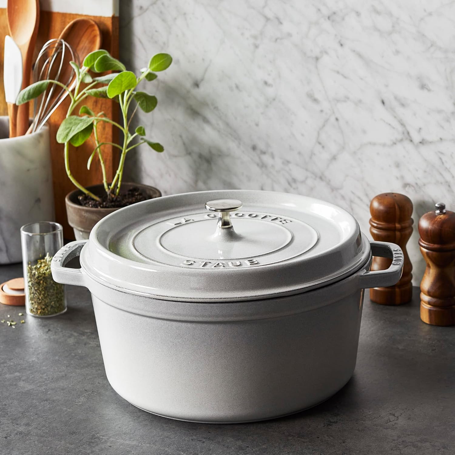 STAUB Cast Iron Dutch Oven Round Cocotte, Made in France