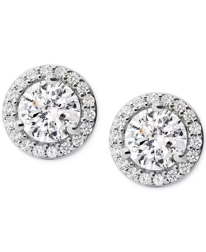 Women's Sterling Silver Pavé Studs
