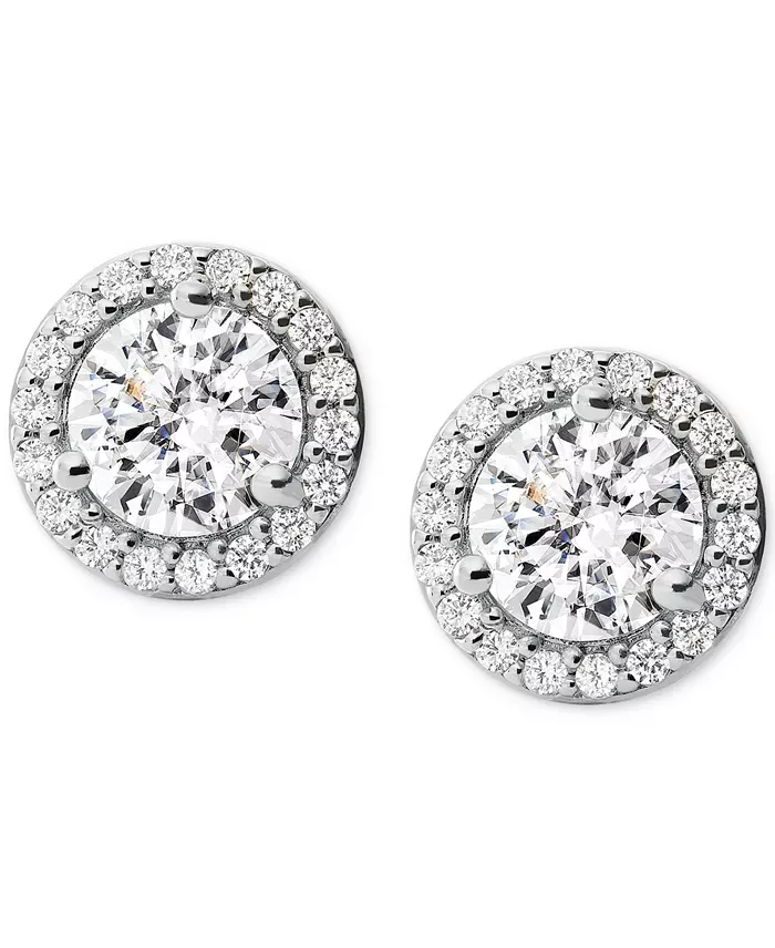 Women's Sterling Silver Pavé Studs