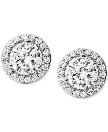 Women's Sterling Silver Pavé Studs