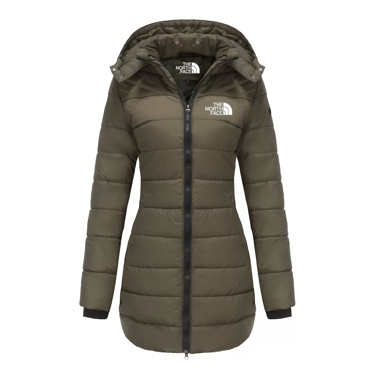 Women's cotton padded clothes, medium length, slim fitting cotton padded jacket, warm, solid hooded cotton padded clothes