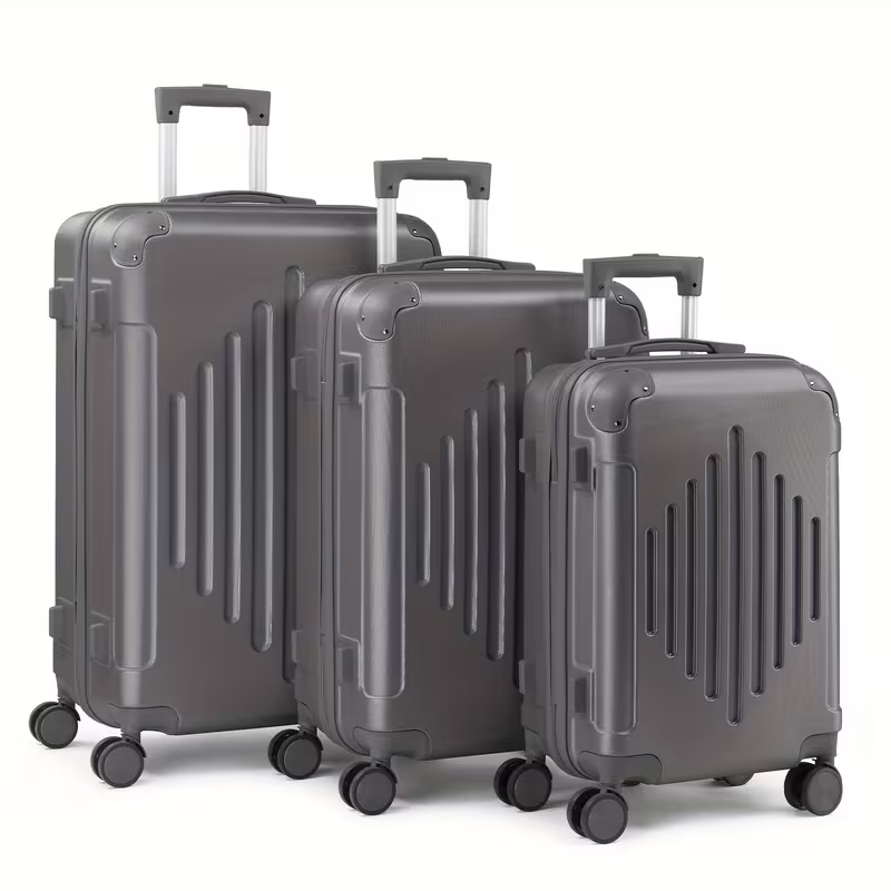 3pcs Luggage with Corner Protectors, 20/ 24/ 28-Inch, Durable Hard Shell, 360 Spinner Wheels, Multifunctional Large Capacity, Lightweight Travel Suitcase