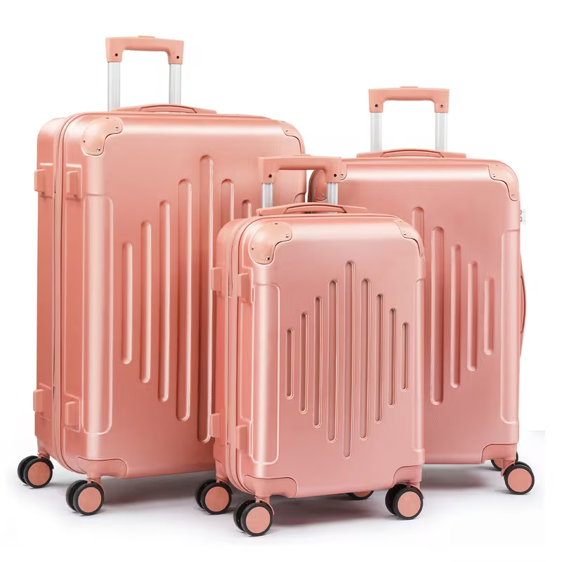 3pcs Luggage with Corner Protectors, 20/ 24/ 28-Inch, Durable Hard Shell, 360 Spinner Wheels, Multifunctional Large Capacity, Lightweight Travel Suitcase