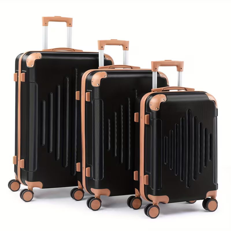 3pcs Luggage with Corner Protectors, 20/ 24/ 28-Inch, Durable Hard Shell, 360 Spinner Wheels, Multifunctional Large Capacity, Lightweight Travel Suitcase