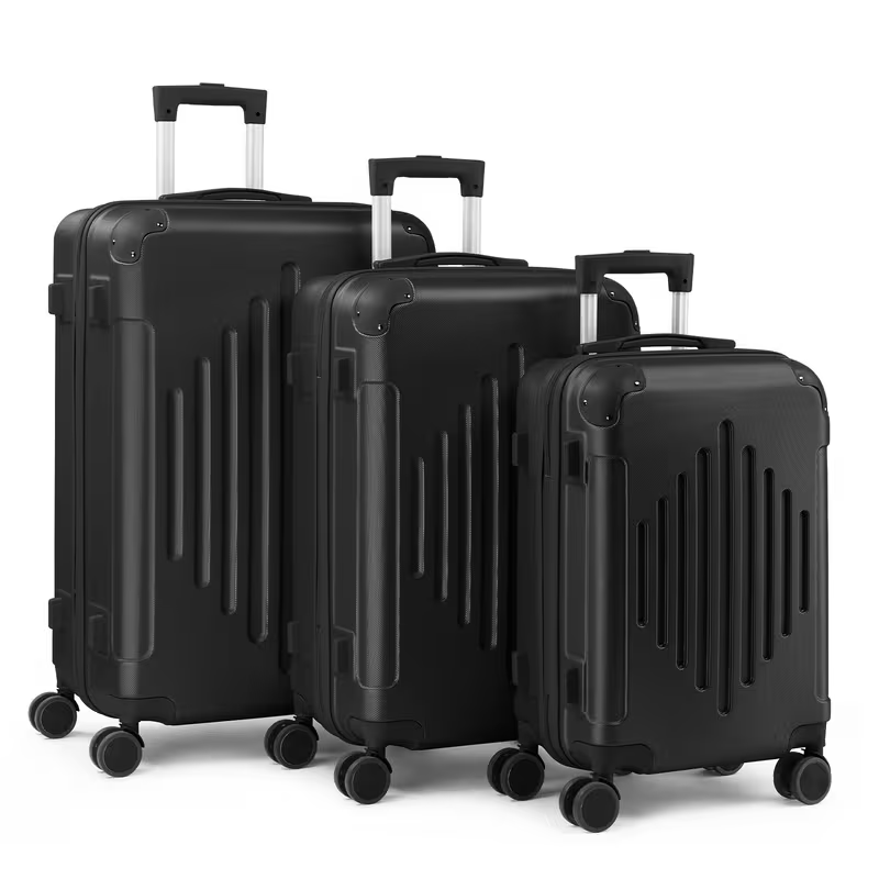 3pcs Luggage with Corner Protectors, 20/ 24/ 28-Inch, Durable Hard Shell, 360 Spinner Wheels, Multifunctional Large Capacity, Lightweight Travel Suitcase