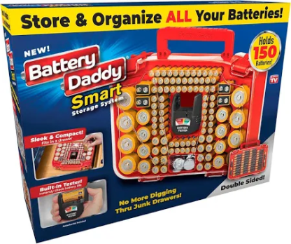 Battery Daddy Smart - Battery Organizer Storage Case With Tester