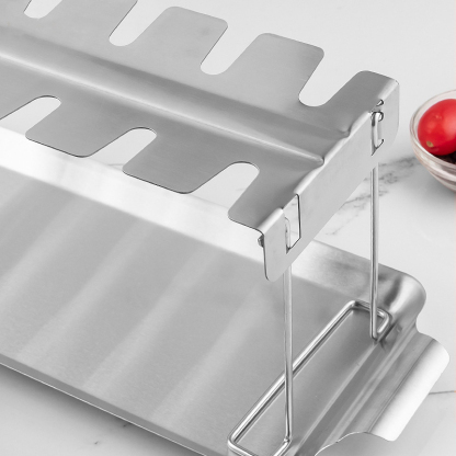 New stainless steel folding grilled chicken leg rack for home and commercial outdoor carrying chassis grilled chicken rack