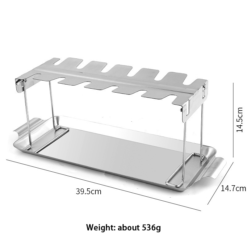 New stainless steel folding grilled chicken leg rack for home and commercial outdoor carrying chassis grilled chicken rack
