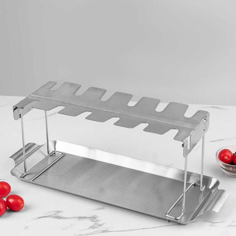 New stainless steel folding grilled chicken leg rack for home and commercial outdoor carrying chassis grilled chicken rack