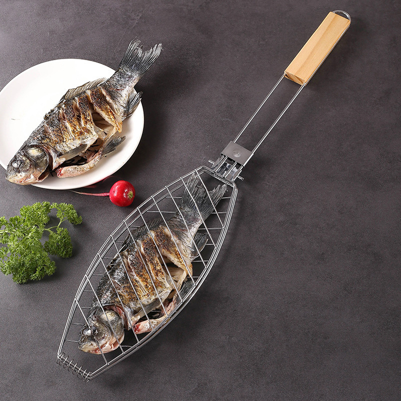 Grilled fish clip removable grilling net household multifunctional hamburger clip grilled fish clip anti-scalding barbecue clip