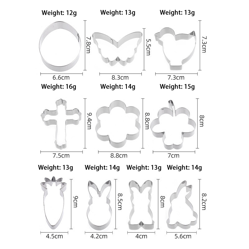 Stainless Steel Christmas Cookie Mold 10 Piece Set Halloween Baking Tools Easter Cookie Mold Cake Mold