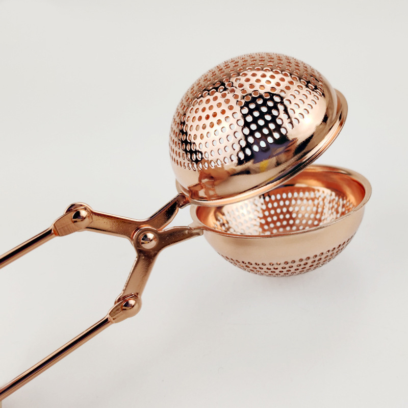 304 stainless steel tea drain hand clip pinhole tea strainer tea brewer rose gold tea set