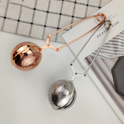 304 stainless steel tea drain hand clip pinhole tea strainer tea brewer rose gold tea set