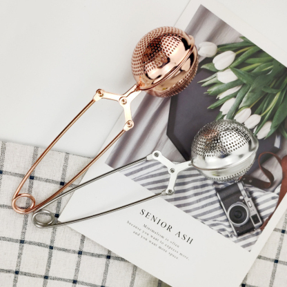 304 stainless steel tea drain hand clip pinhole tea strainer tea brewer rose gold tea set