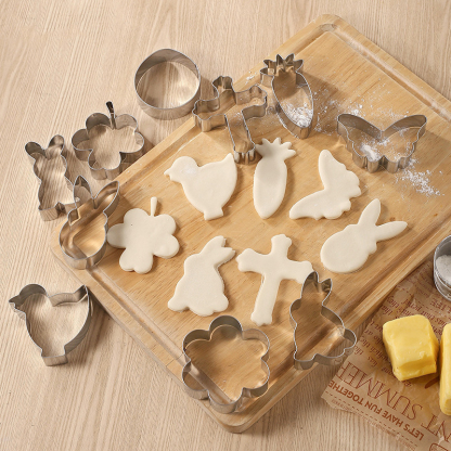 Stainless Steel Christmas Cookie Mold 10 Piece Set Halloween Baking Tools Easter Cookie Mold Cake Mold