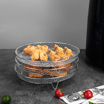 304 three-layer dehydration rack air fryer accessories stackable drying rack with elevated angle dish clamps