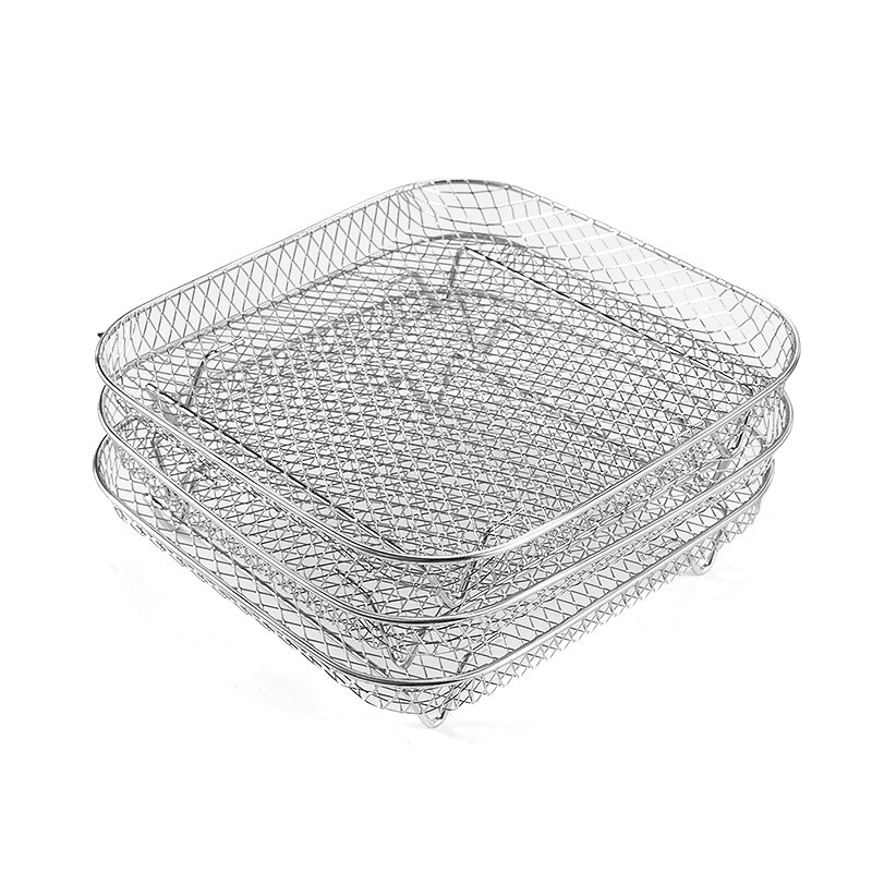 304 three-layer dehydration rack air fryer accessories stackable drying rack with elevated angle dish clamps