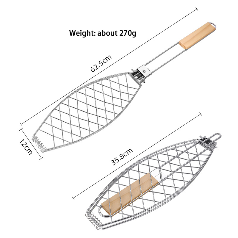 Grilled fish clip removable grilling net household multifunctional hamburger clip grilled fish clip anti-scalding barbecue clip