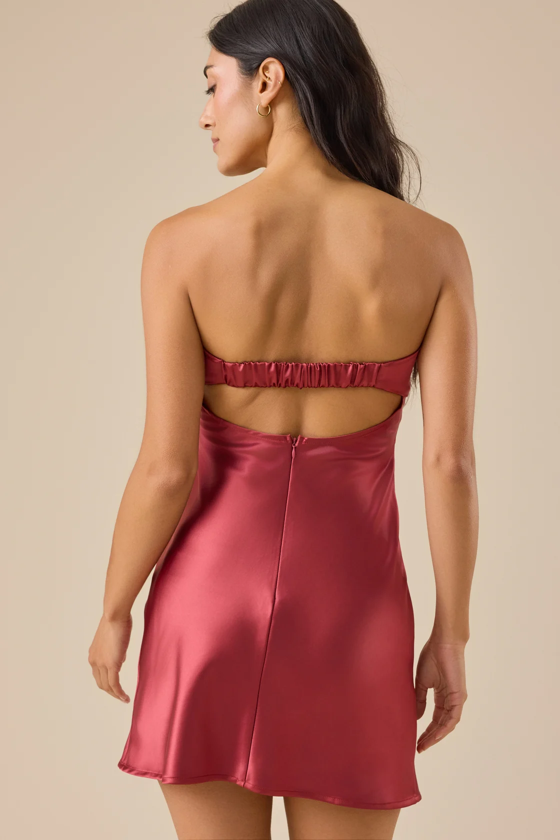 Terracotta Glow Satin Mini Dress