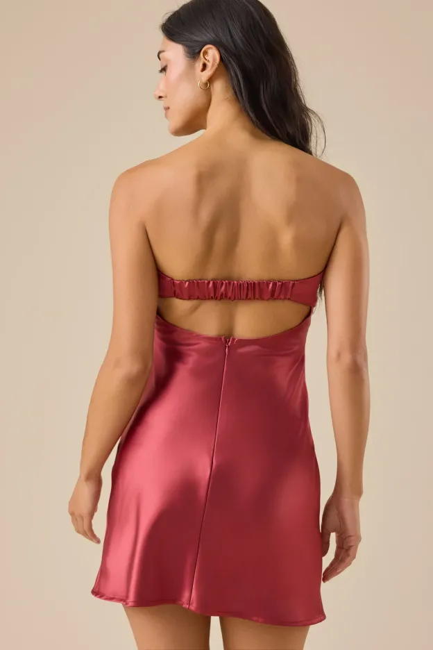 Terracotta Glow Satin Mini Dress