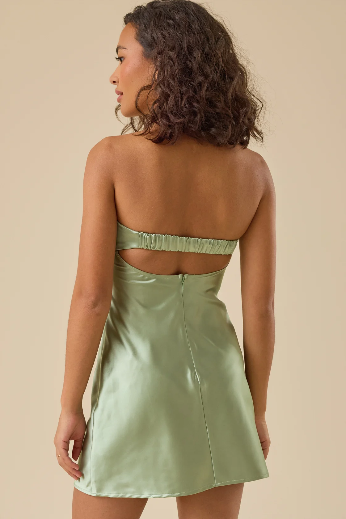 Sage Satin Grace Mini Dress