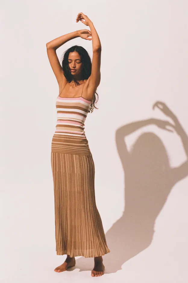 Rainbow Stripes Knit Maxi Dress