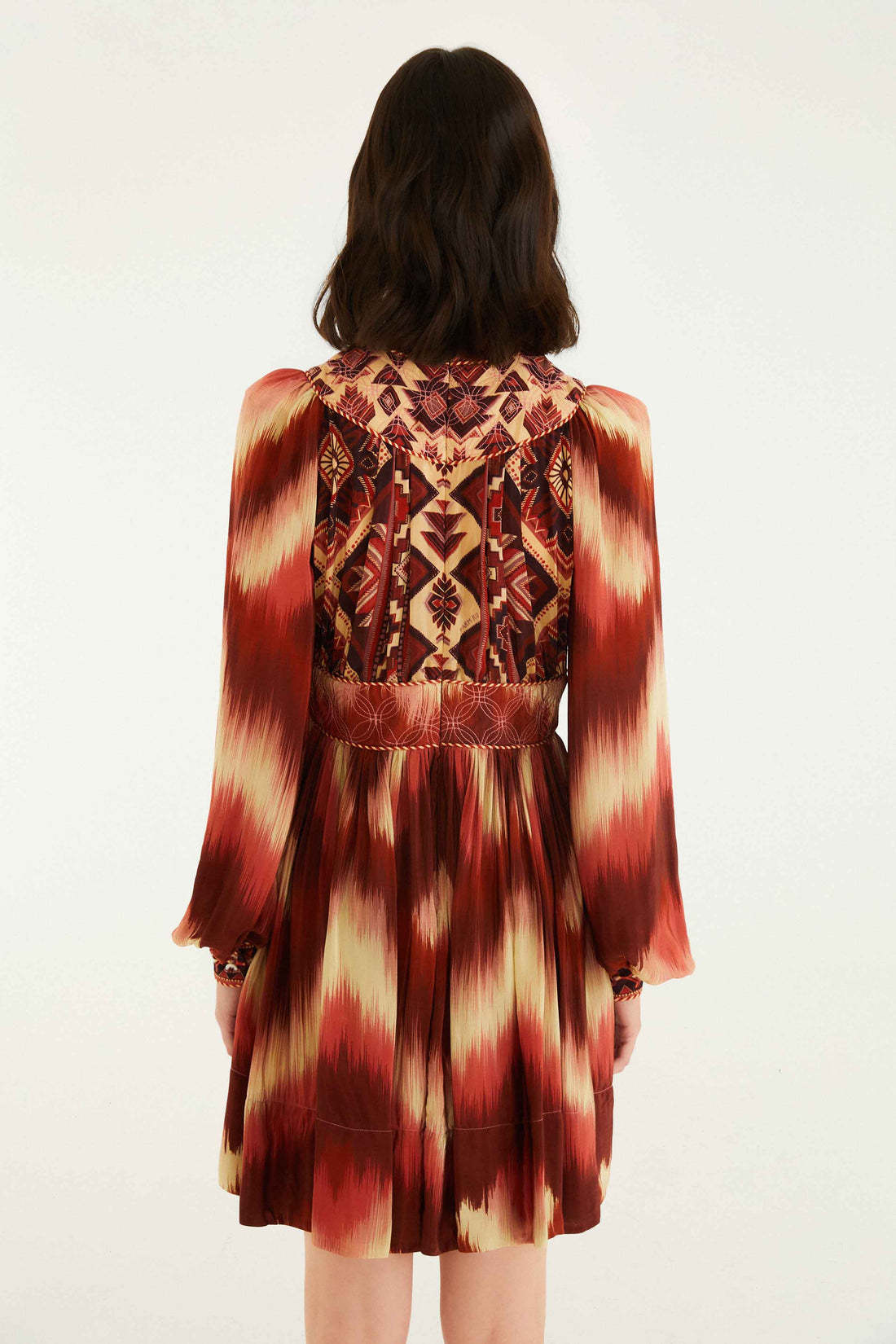 Red Amanda Stripes Tapestry Quilted Mini Dress