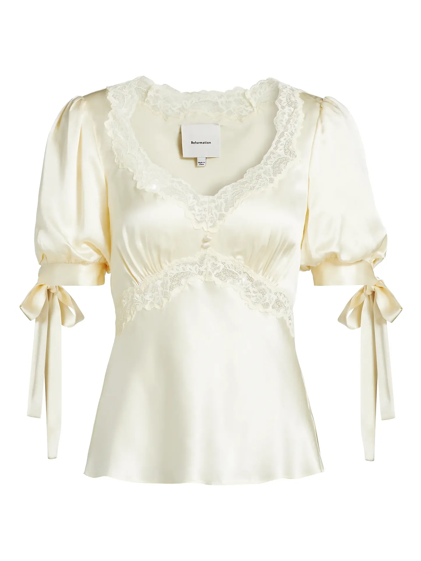 Champagne Lace Satin Top