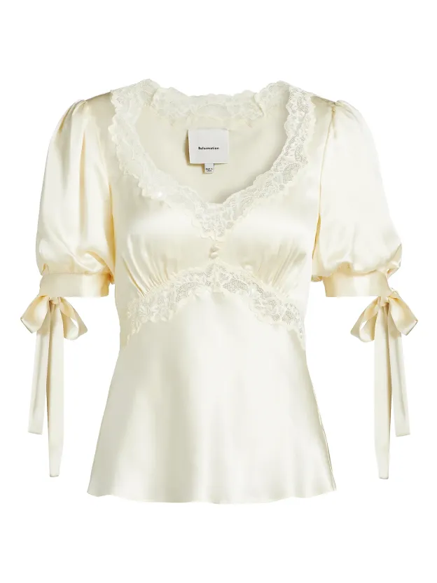 Champagne Lace Satin Top