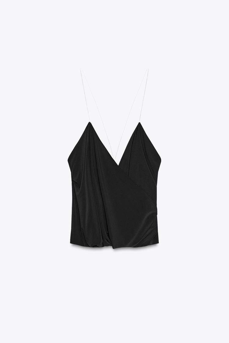 Noir Crossback V-Neck Top