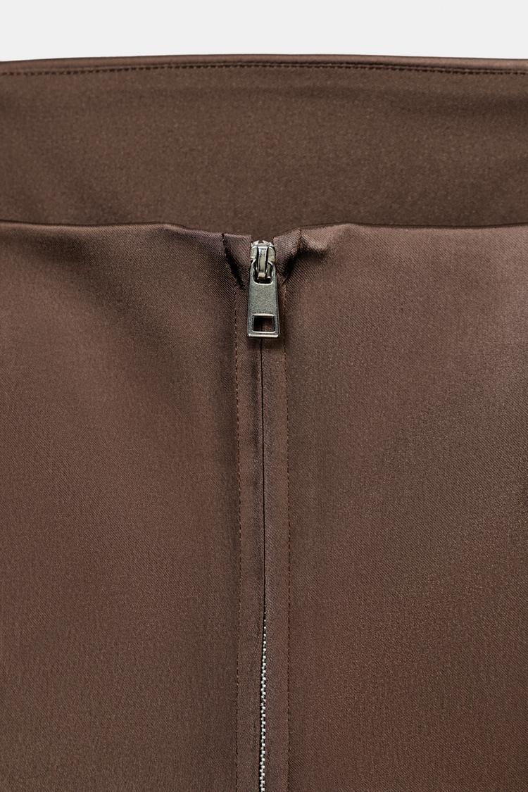 Cocoa Satin Strapless Top